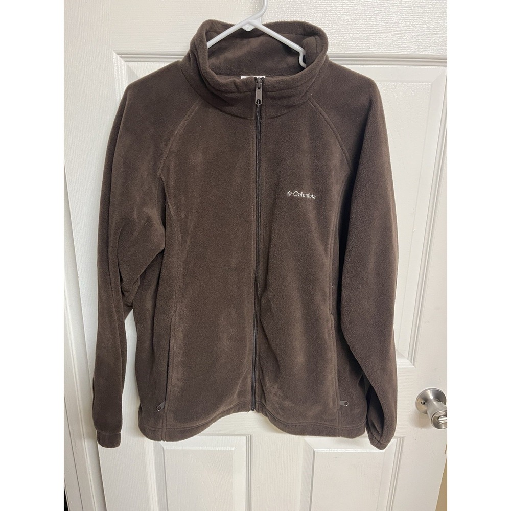 Columbia Brown Full Zip Fleece Jacket Womens 2X Outdoor Hiking Coat